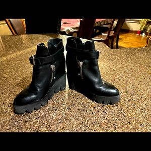 Ash hide heel ankle boots